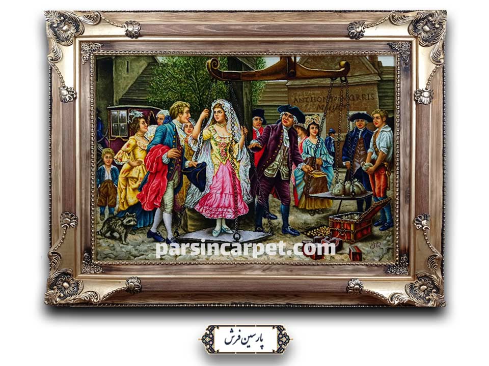 تابلو فرش دستباف تبریز طرح مهریه عروس - کد TF2111