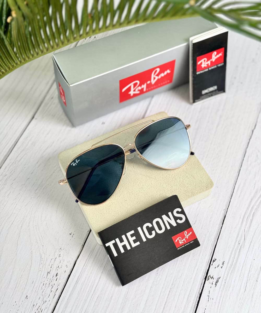 عینک آفتابی مردانه ریبن مدل RayBan RB0101S (sl) - فريم طلاي عدسي آبي