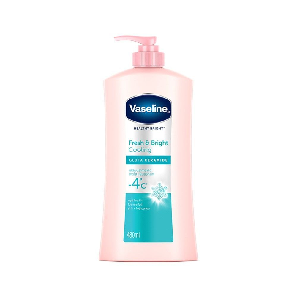 لوسیون مرطوب کننده و خنک کننده گلوتا سرامید وازلین حجم 480 میل vaseline fresh&bright Cooling gluta ceramide