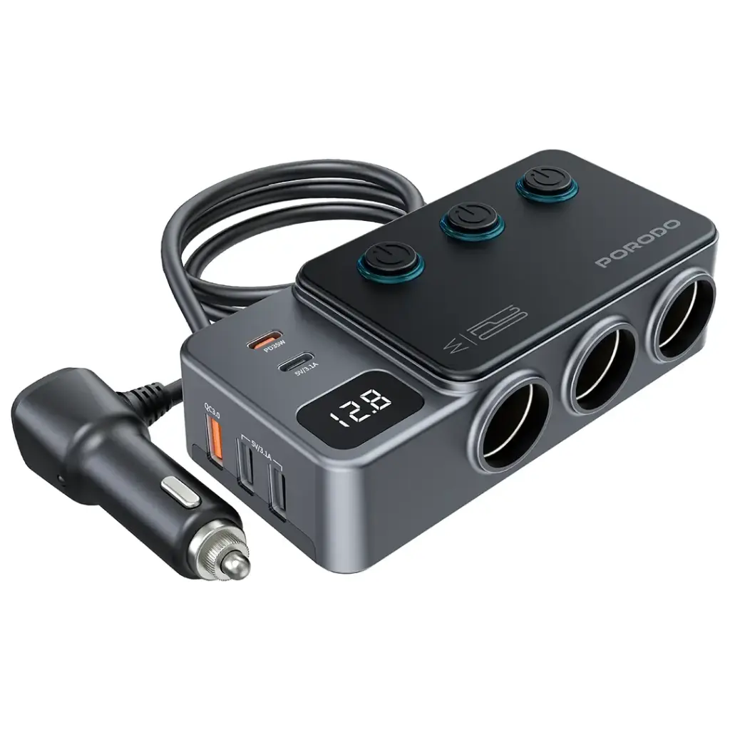 شارژر فندکی خودرو پرودو مدل PDFWCH070 ظرفیت ۱۲۰ وات