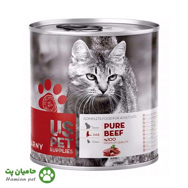 کنسرو گربه یو اس پت (US pet) طعم گوشت گوساله ۸۰۰ گرم