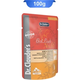 پوچ گربه دکتر کلادرز طعم گوساله و بوقلمون مدل چانکی در ژله 100 گرمی