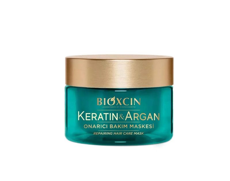 ماسک کاسه ای مو ترمیم کننده و بازسازی حاوی کراتین و آرگان بیوکسین سبز اورجینال(Bioxcin)