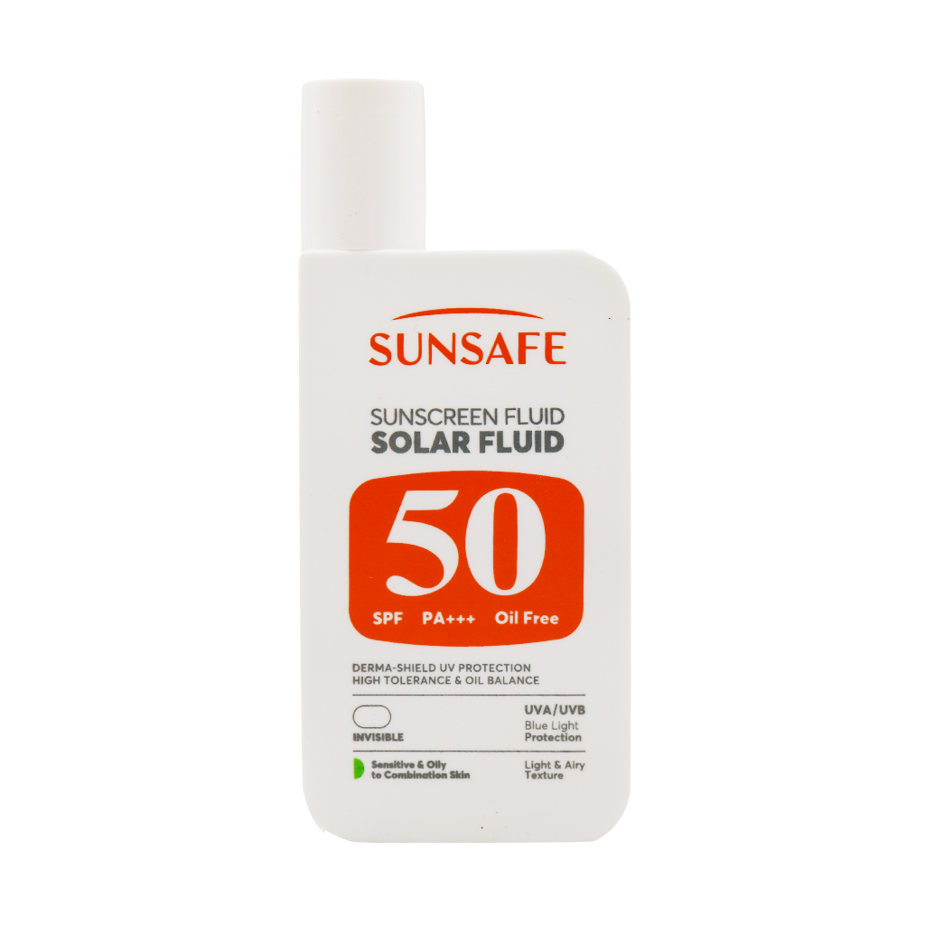 فلوئید ضد آفتاب پوست حساس، چرب و مستعد آکنه SPF50 سان سیف 55 گرم
