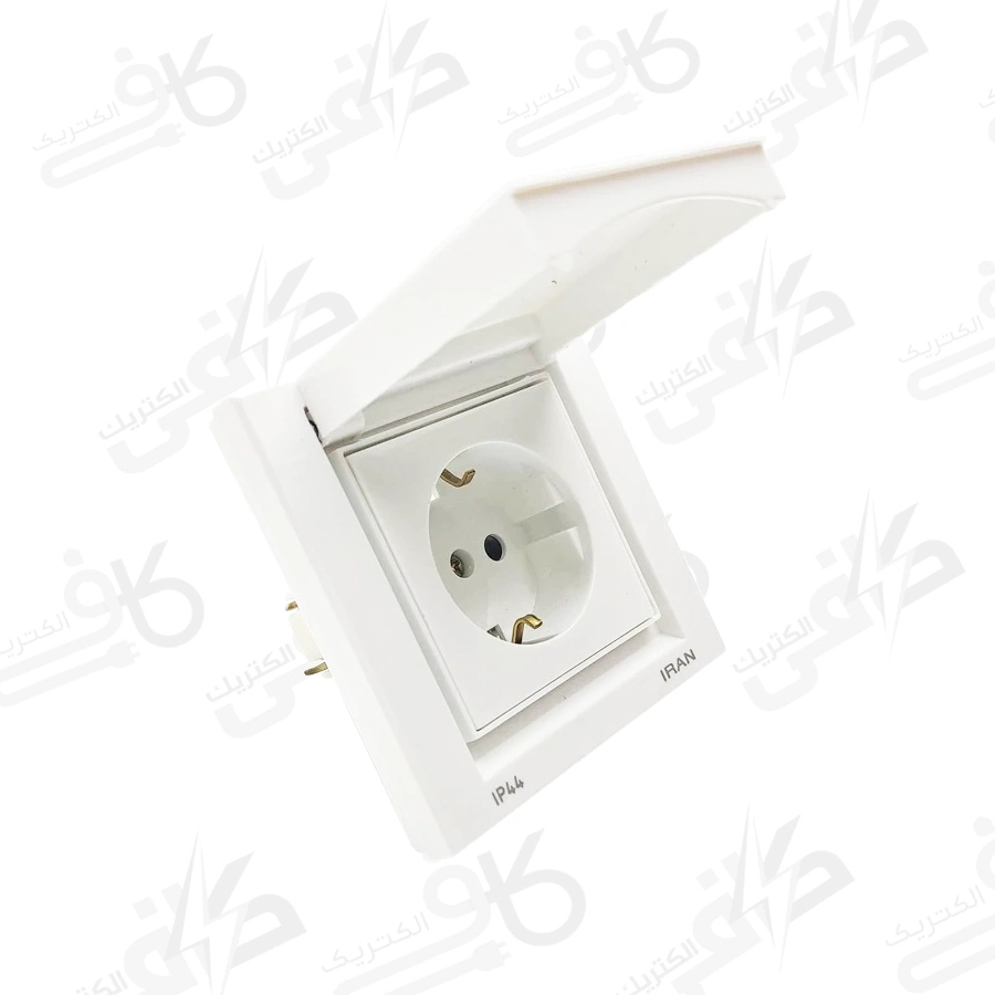 پریز برق ارتدار بارانی برلیان IP44 سفید اقتصادی ايران الکتریک