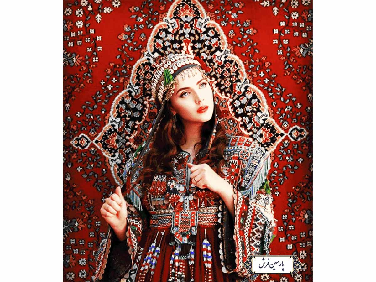 نخ و نقشه تابلو فرش طرح بانوی شرقی - کد NC6390