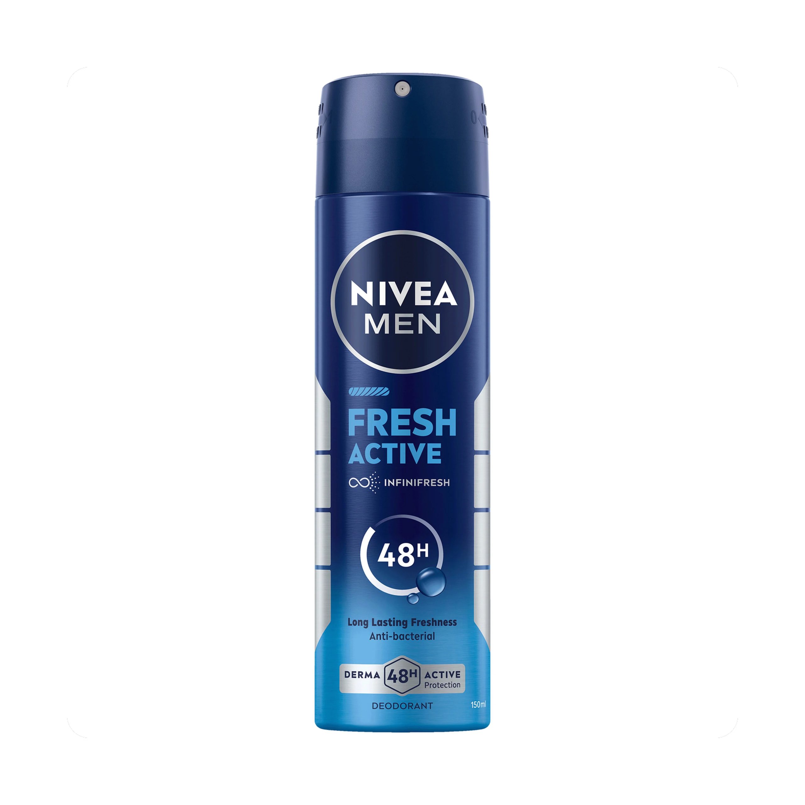 اسپری فرش اکتیو مردانه نیوا NIVEA Fresh Active آنتی باکتریال ماندگاری 48 ساعته حجم 150 میل