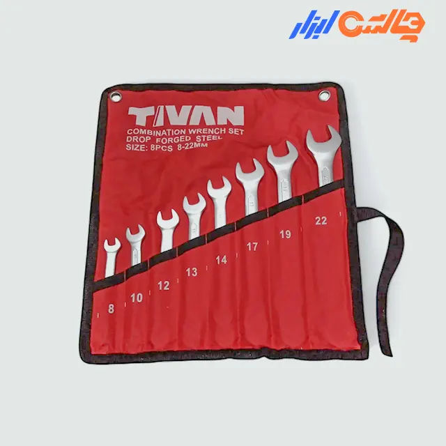 ست آچار یکسر تخت یکسر رینگ 8 عددی کیفی 8 تا 22 میل تیوان مدل TIVAN8-22
