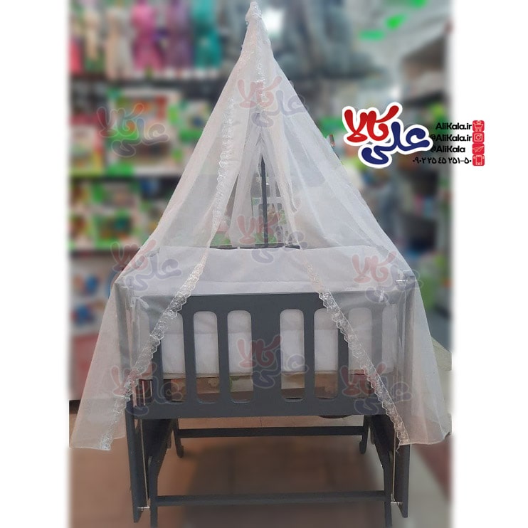 تخت و گهواره کنار تخت مادر چوبی MDF مدل بدنه رنگی