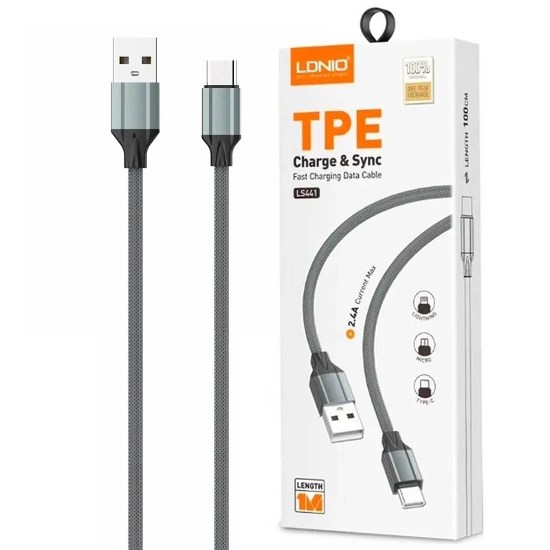 کابل Type-C الدینیو مدل Ldnio LS441 طول 1 متر USB to USB-C conversion cable model LS441 length 1 meter
