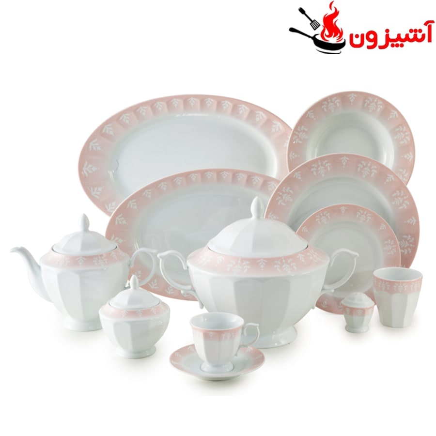 سرویس 103 پارچه 12 نفره طرح اوآسیس صورتی