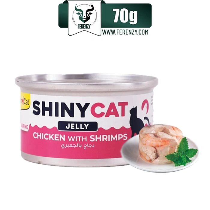 کنسرو گربه بالغ جیم کت طعم مرغ و میگو در ژله وزن ۷۰ گرم GimCat Shiny Cat Jelly