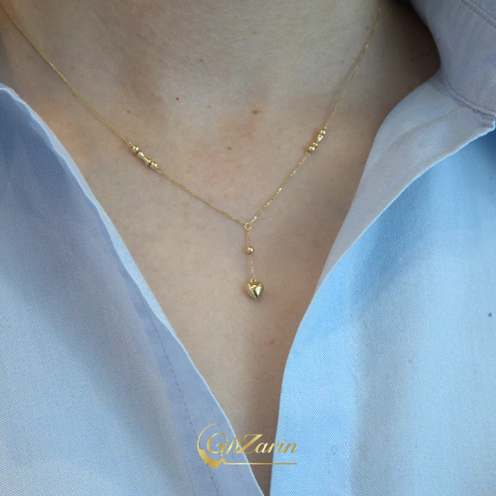 گردنبند طلا گوی و قلب N560