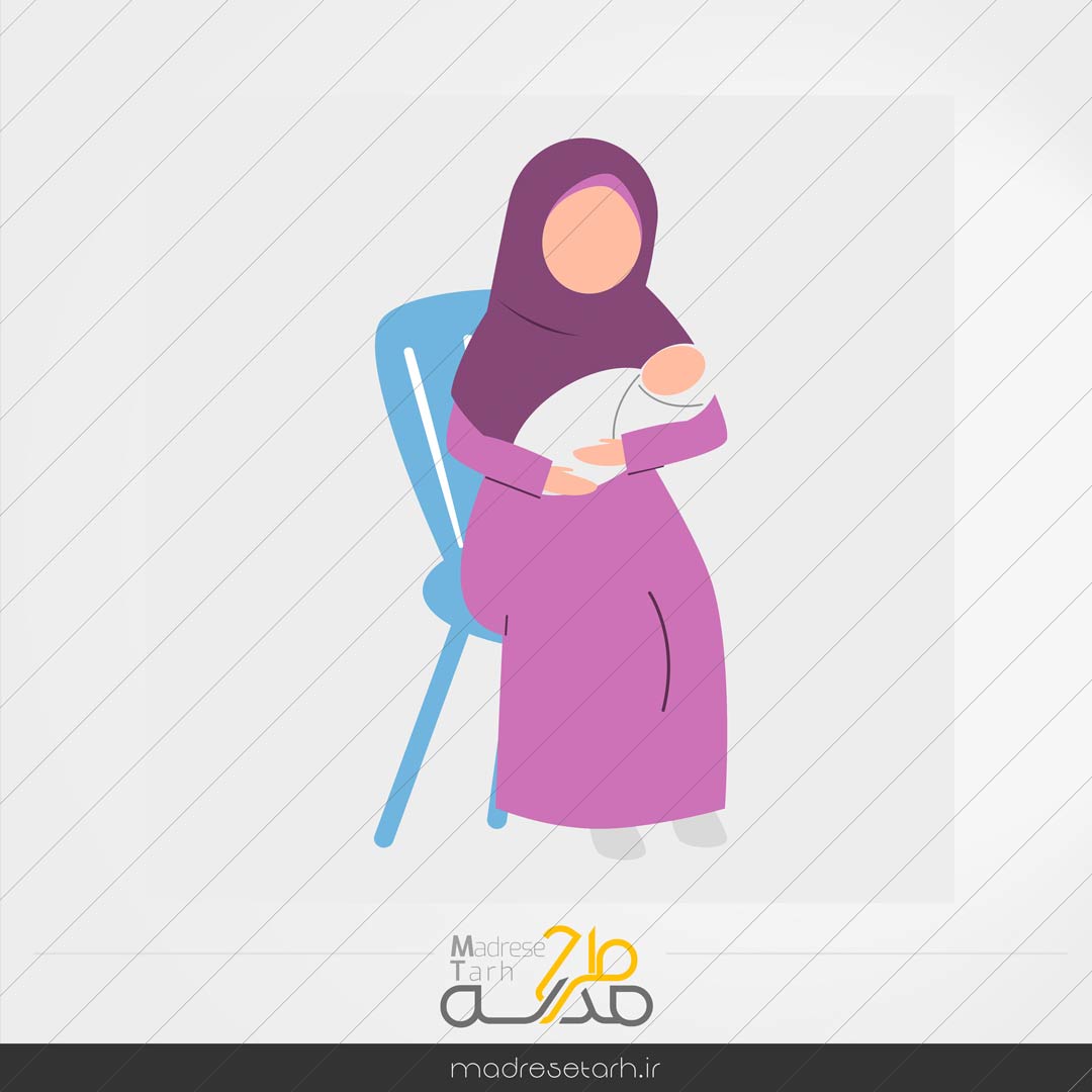وکتور مادر و نوزاد