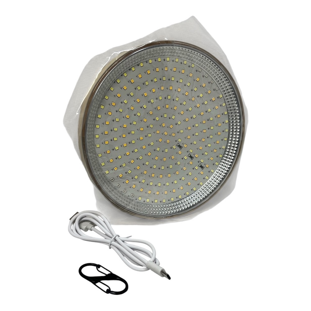 چراغ LED خورشیدی و شارژی گرد مدل K300 با کابل USB و قلاب