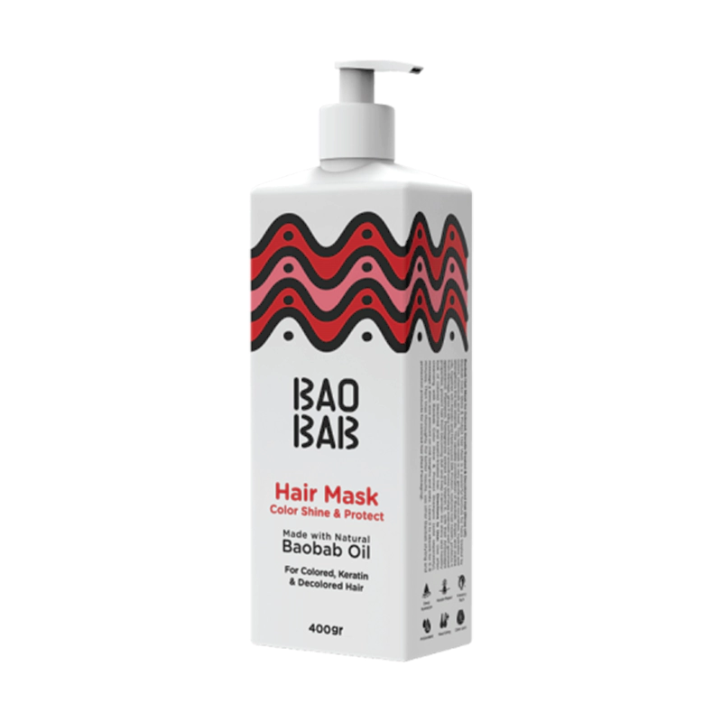 ماسک مو تثبیت‌کننده و درخشان‌کننده مو حاوی روغن باوباب (با آبکشی) حجم 400 میل باوباب BAOBAB