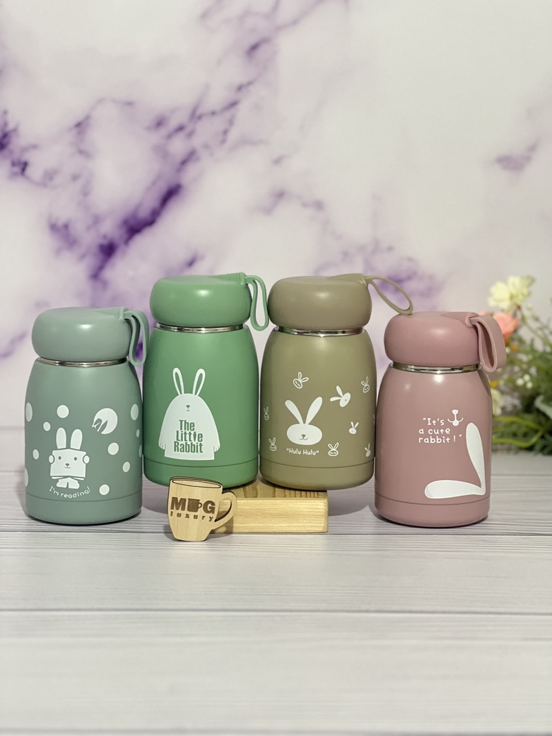 مینی فلاسک قهوه طرح خرگوش بند سیلیکونی 320 میل استیل 304