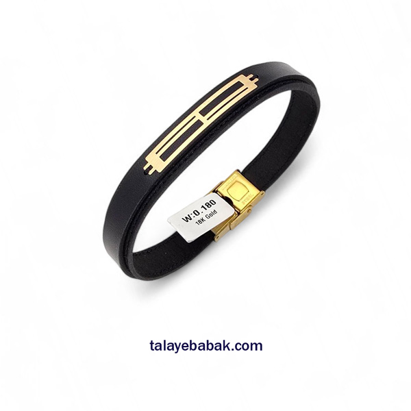 دستبند چرم و طلا DM093 مشکی
