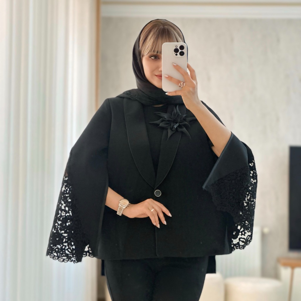کت و شلوار مجلسی با استین گیپور حریر