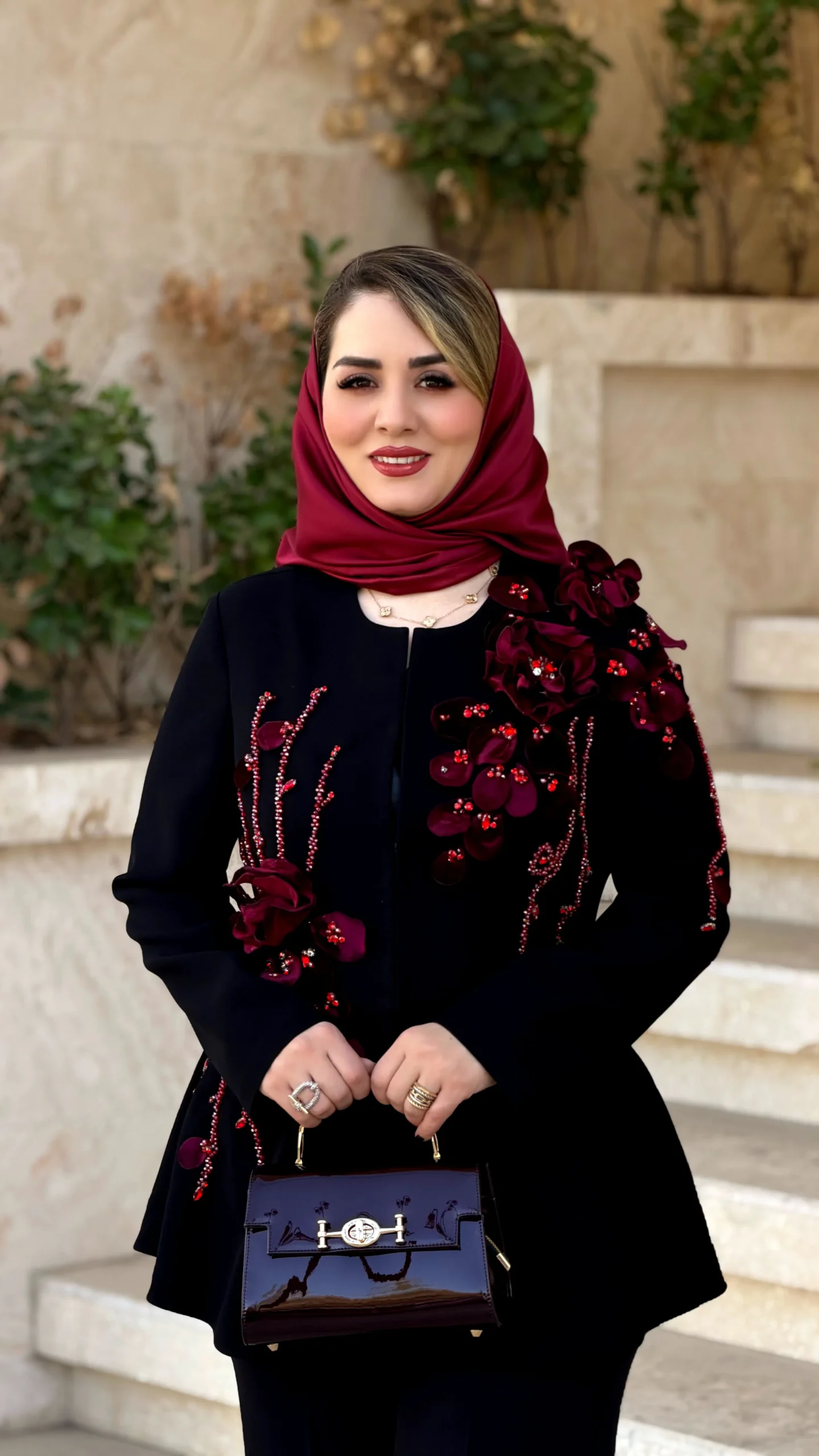 کت کرپ کنزو جواهردوزی و گل برجسته