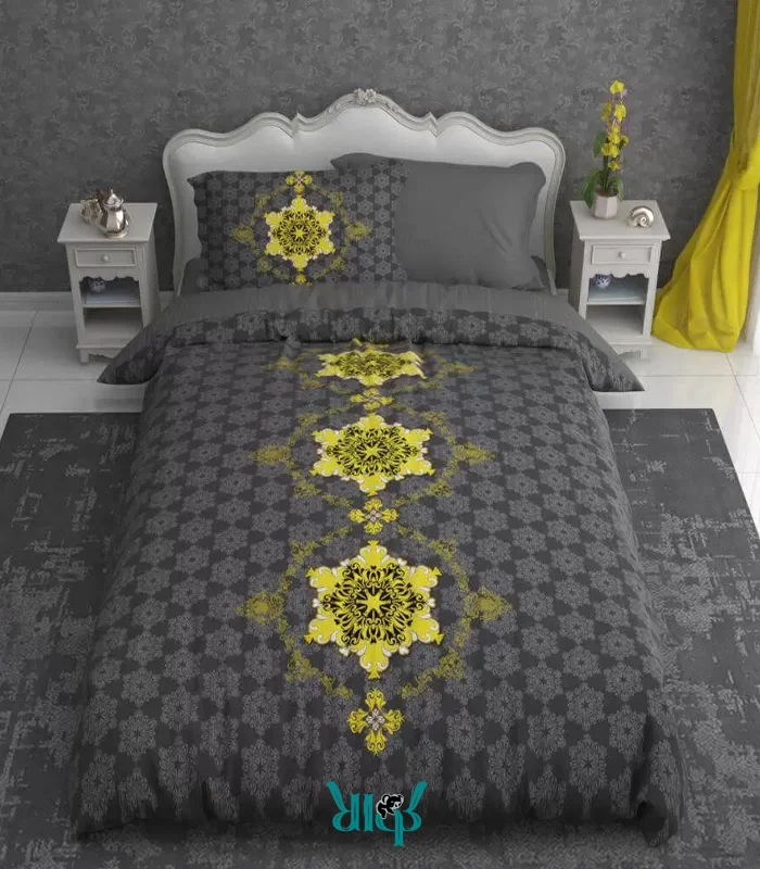 روتختی طوسی دونفره طرح اسلیمی کد d199