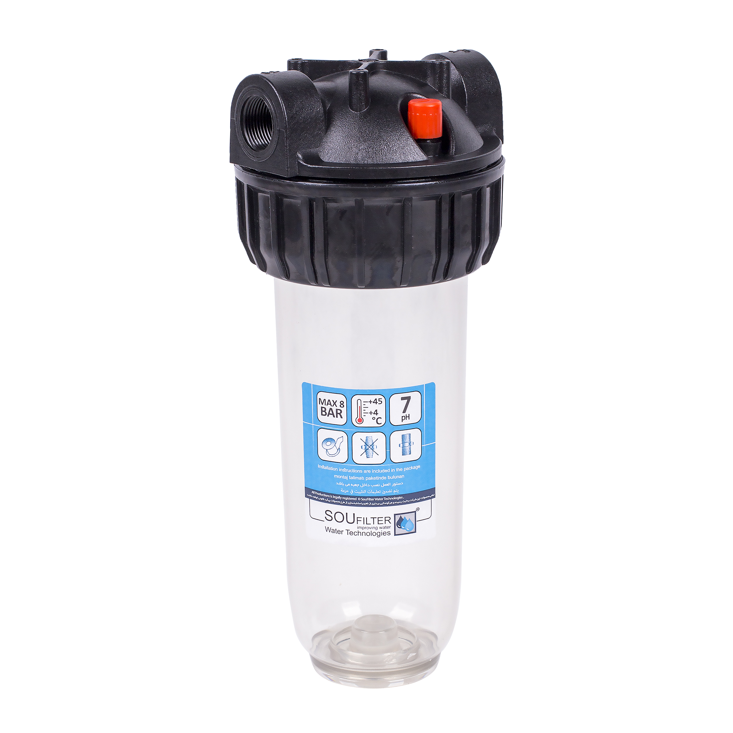 هوزینگ 10 اینچ ورودی 3/4 اینچ شفاف نشکن سو فیلتر Soe filter