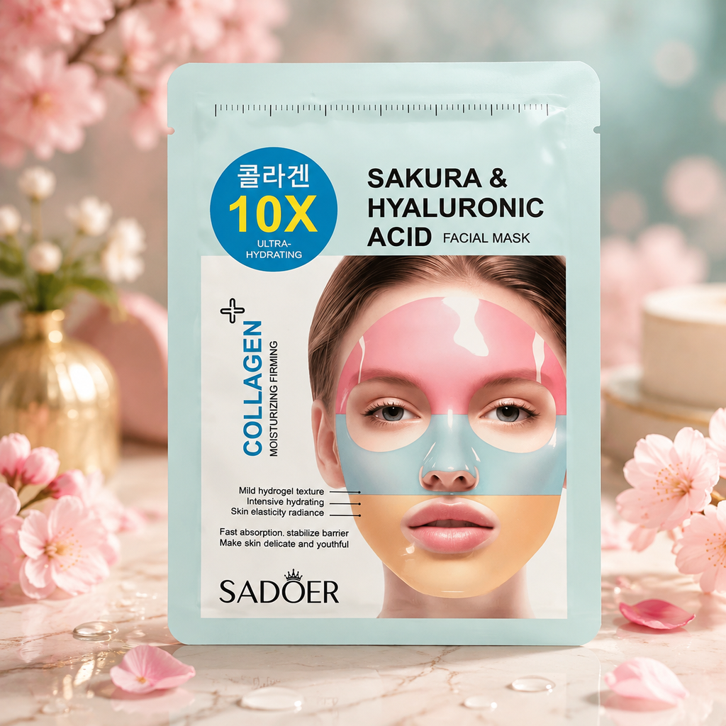 پک 10عددی ماسک هیدروژلی ساکورا و هیالورونیک اسید سادور (SADOER)