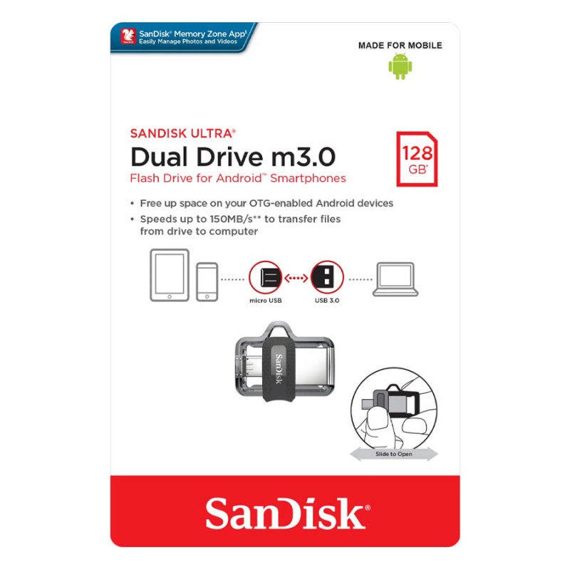فلش مموری سن دیسک Sandisk dual drive M3.0 128Gb