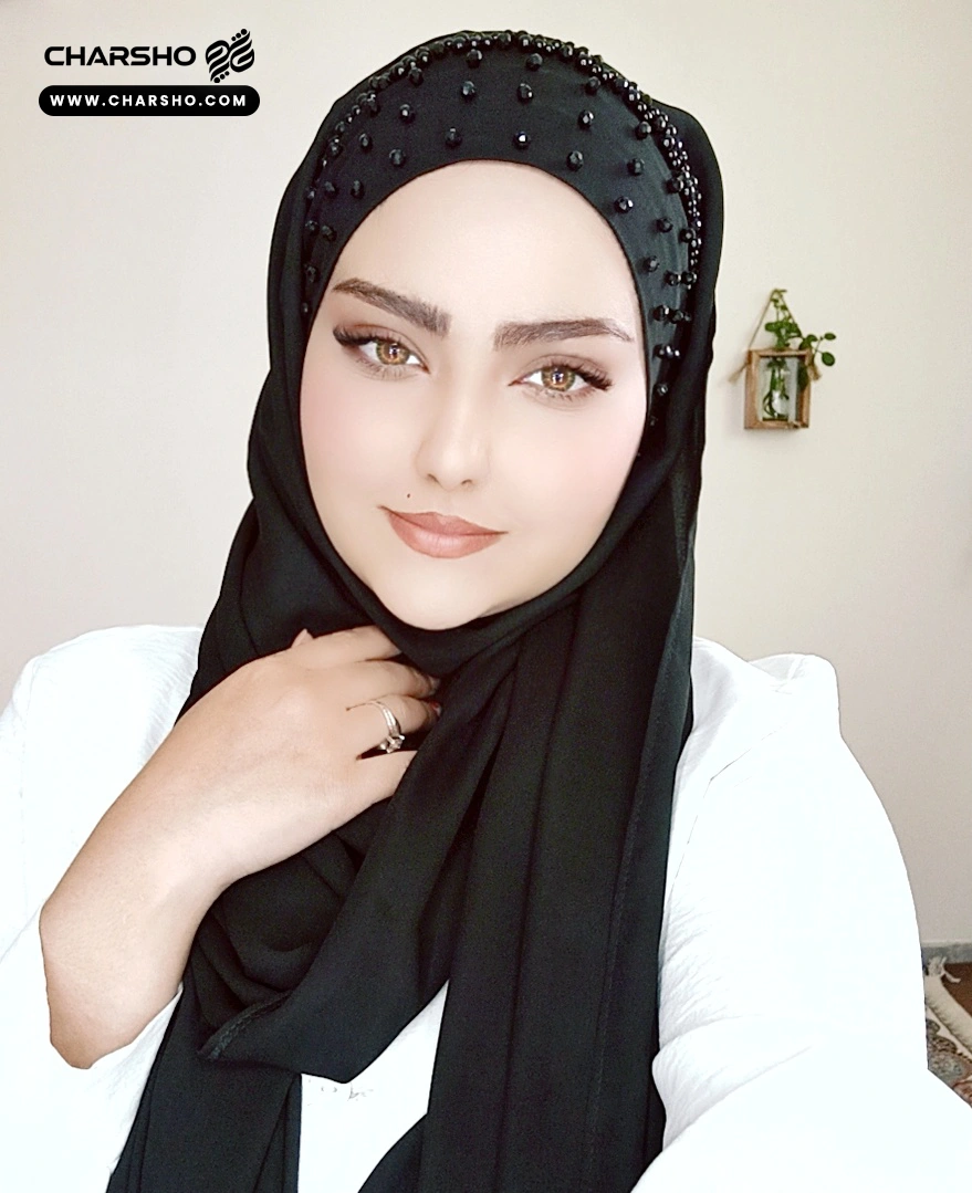 هدشال مرواریدی رنگ مشکی