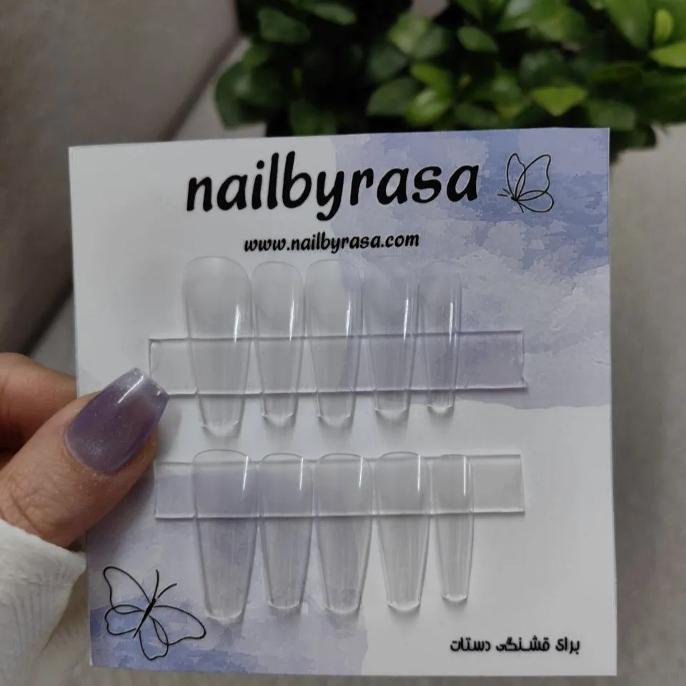 ناخن مصنوعی راسا فرم گلدانی بلند شیشه ای بی رنگ مدل RSN0472