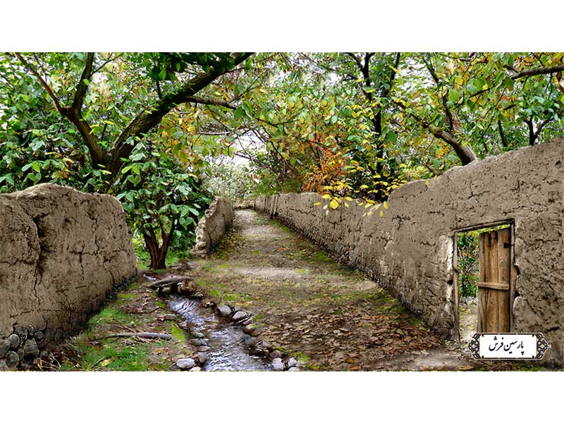 نخ و نقشه تابلو فرش چشمه در کوچه باغ - کد NV907