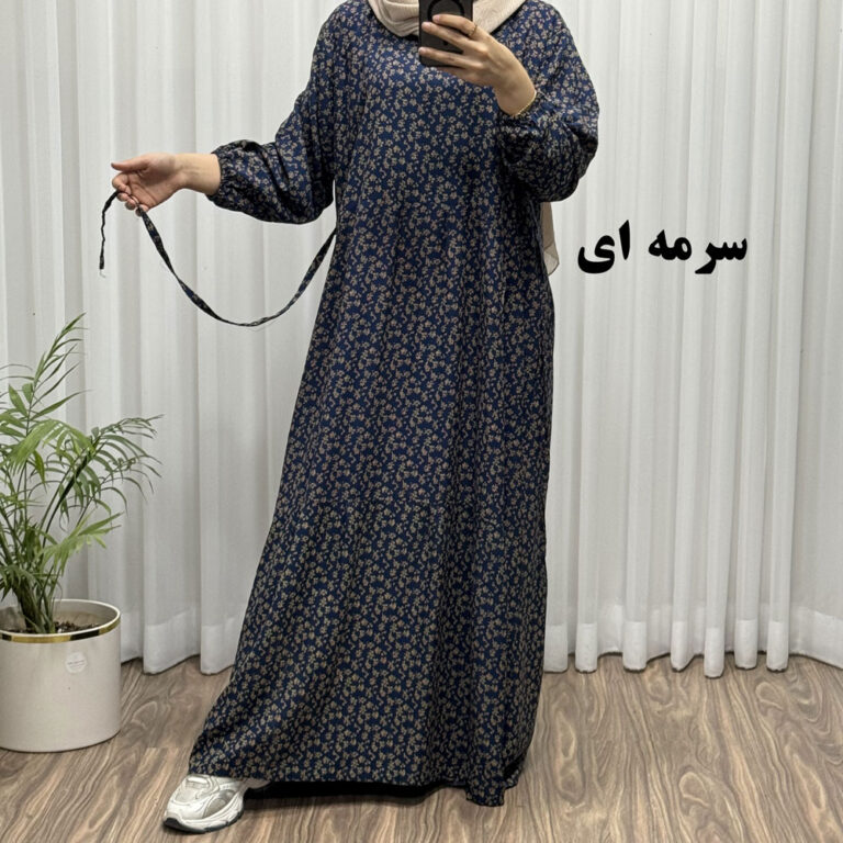 پیراهن ساحلی گلریز آیدایی ترلان کد 638 - سرمه‌ای