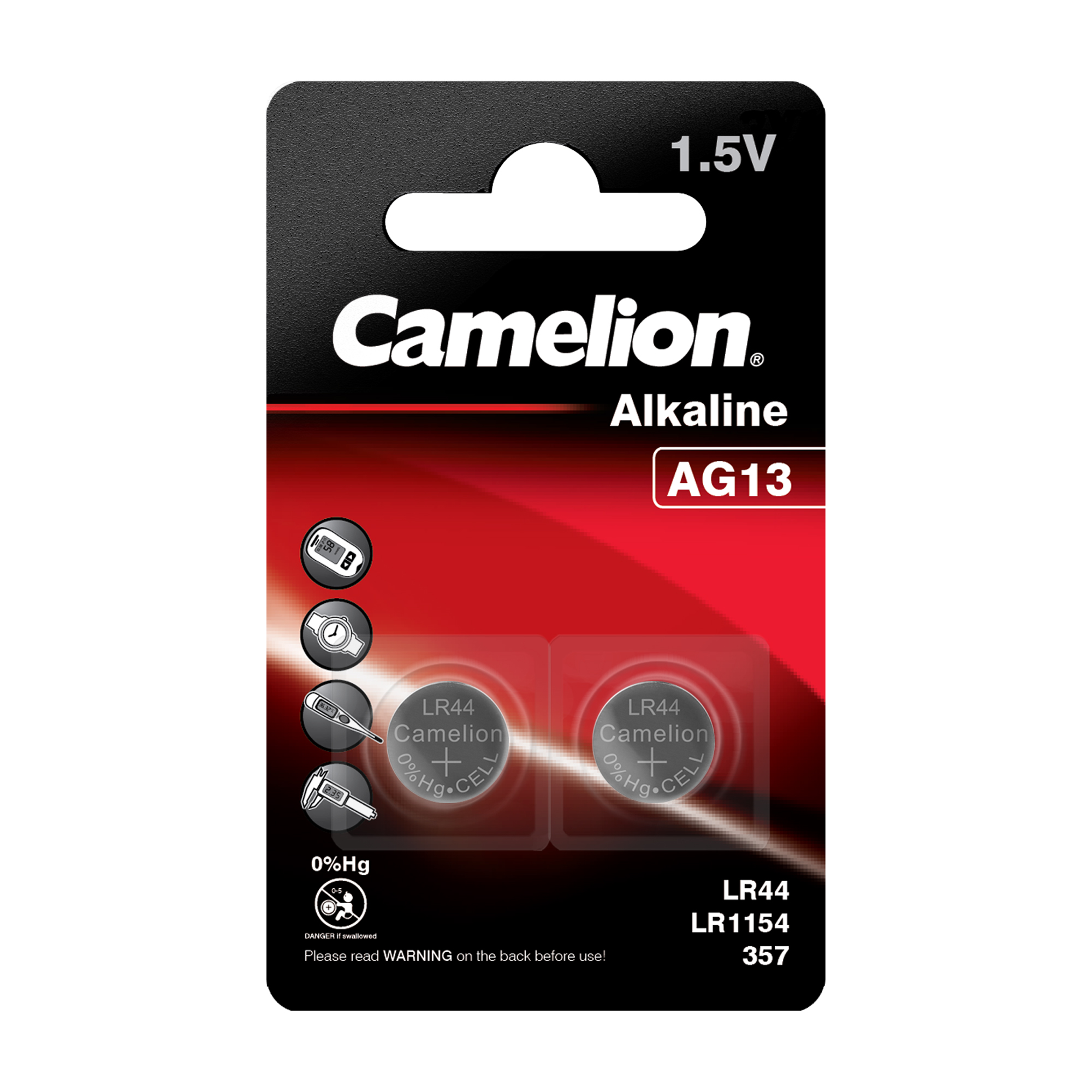 باتری سکهای آلکالاین AG13 کملیون بسته ۲ عددی | Camelion Alkaline Button Cell AG13