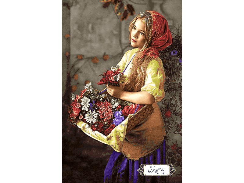 نخ و نقشه تابلو فرش دختر گلچین جدید - کد NC6401