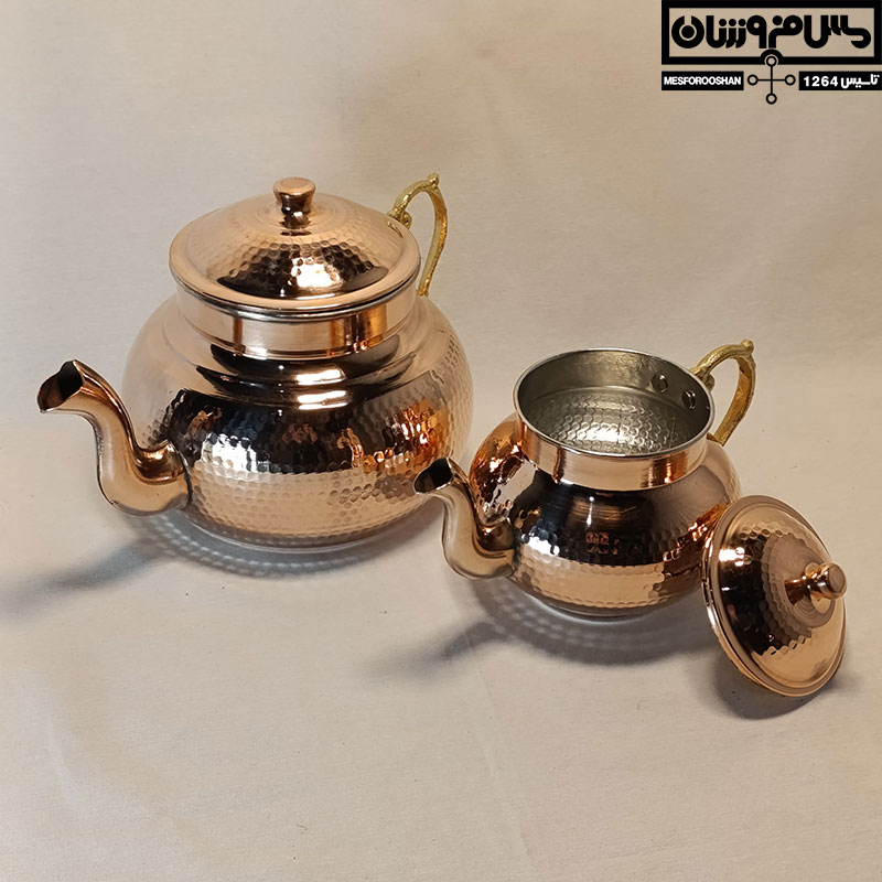 ست کتری قوری مسی مدل سرور