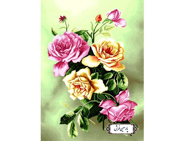 نخ و نقشه تابلو فرش دسته گل رز کوچک - کد NG1664