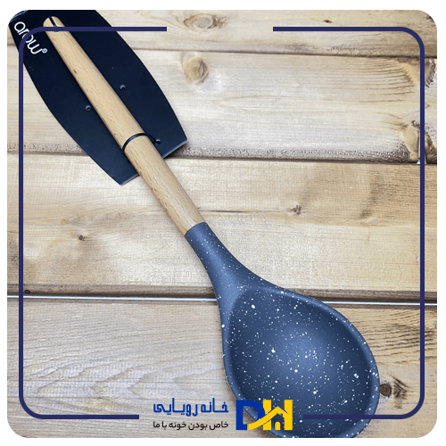 قاشق سیلیکونی دسته بامبو arow