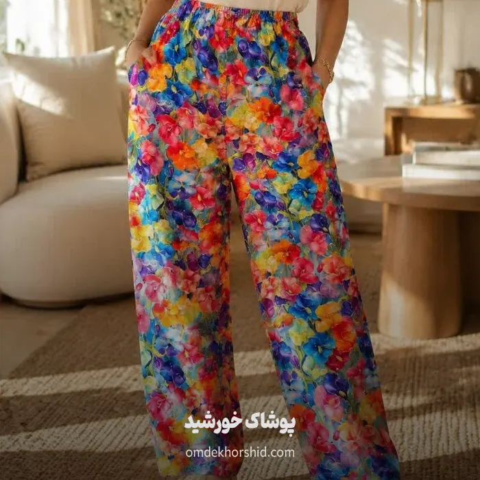 شلوار بگ نخی گلدار