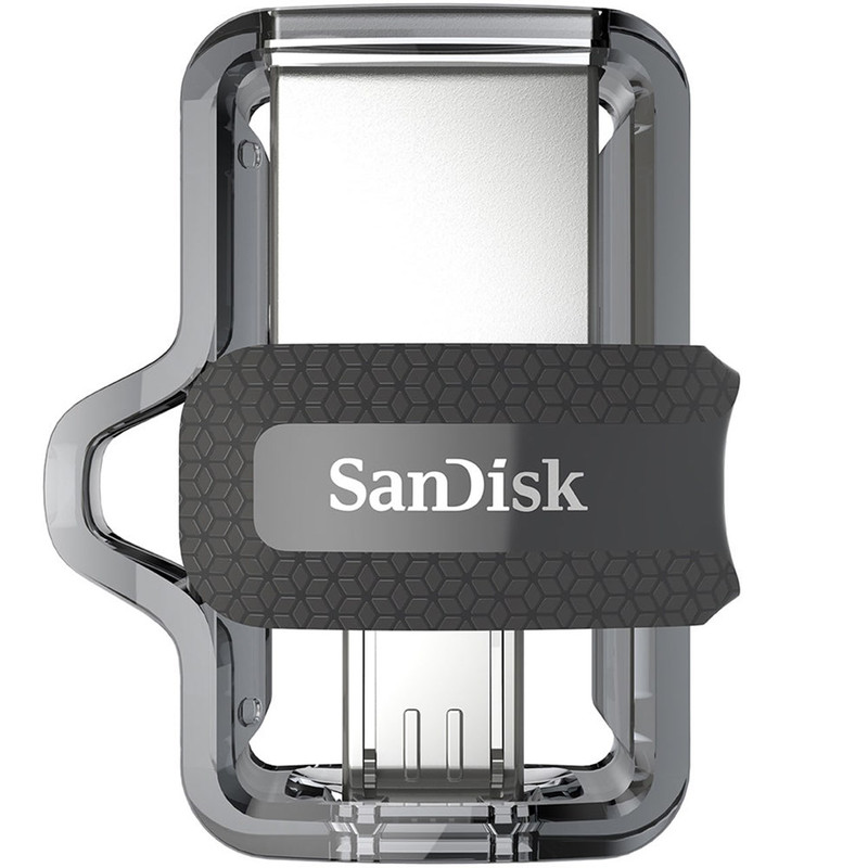 فلش‌مموری سن دیسک مدل Ultra Dual Drive M3.0 ظرفیت 256 گیگابایت با رابط USB3.0 و microUSB، سرعت خواندن تا 150 مگابایت بر ثانیه، طراحی کشویی و پشتیبانی از اپلیکیشن SanDisk Memory Zone - نوک مدادی