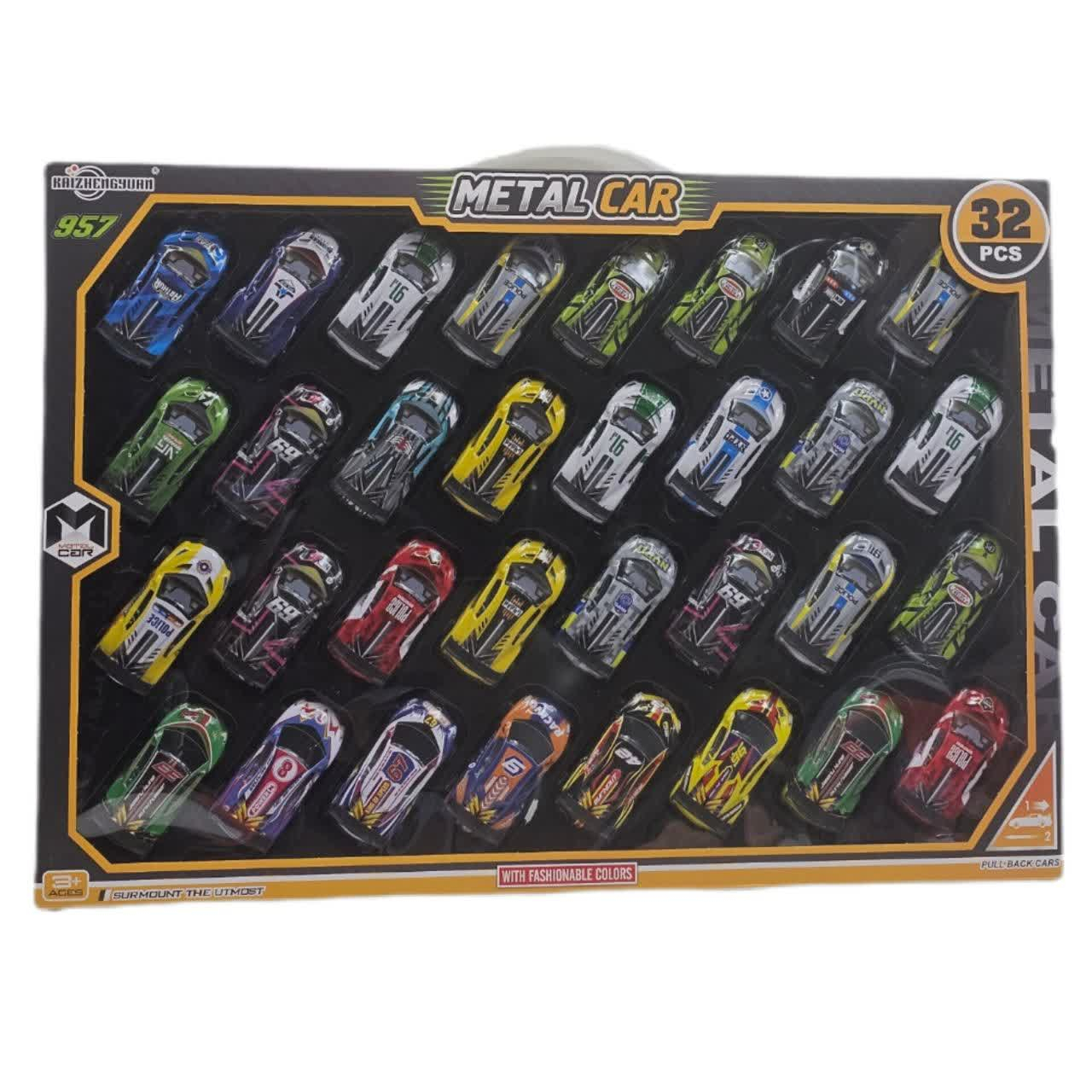 کیت ماشین بازی ناب سل مدل فلزی اسپرت رالی عقب کش کد METAL SPORT PULL BACK CARS مجموعه 32 عددی