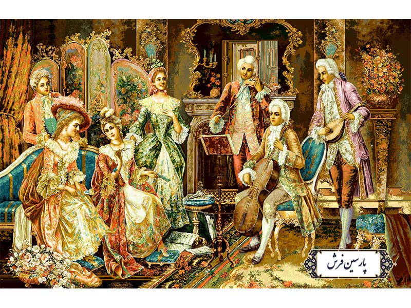نخ و نقشه تابلو فرش طرح کلاس موسیقی - کد NF2345