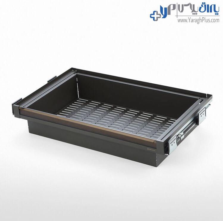سبد ریلی کشویی فلزی داخل کمد لباس با فرانت شیشه قابل رگلاژ آرام بند یونی هاپر WS4142G