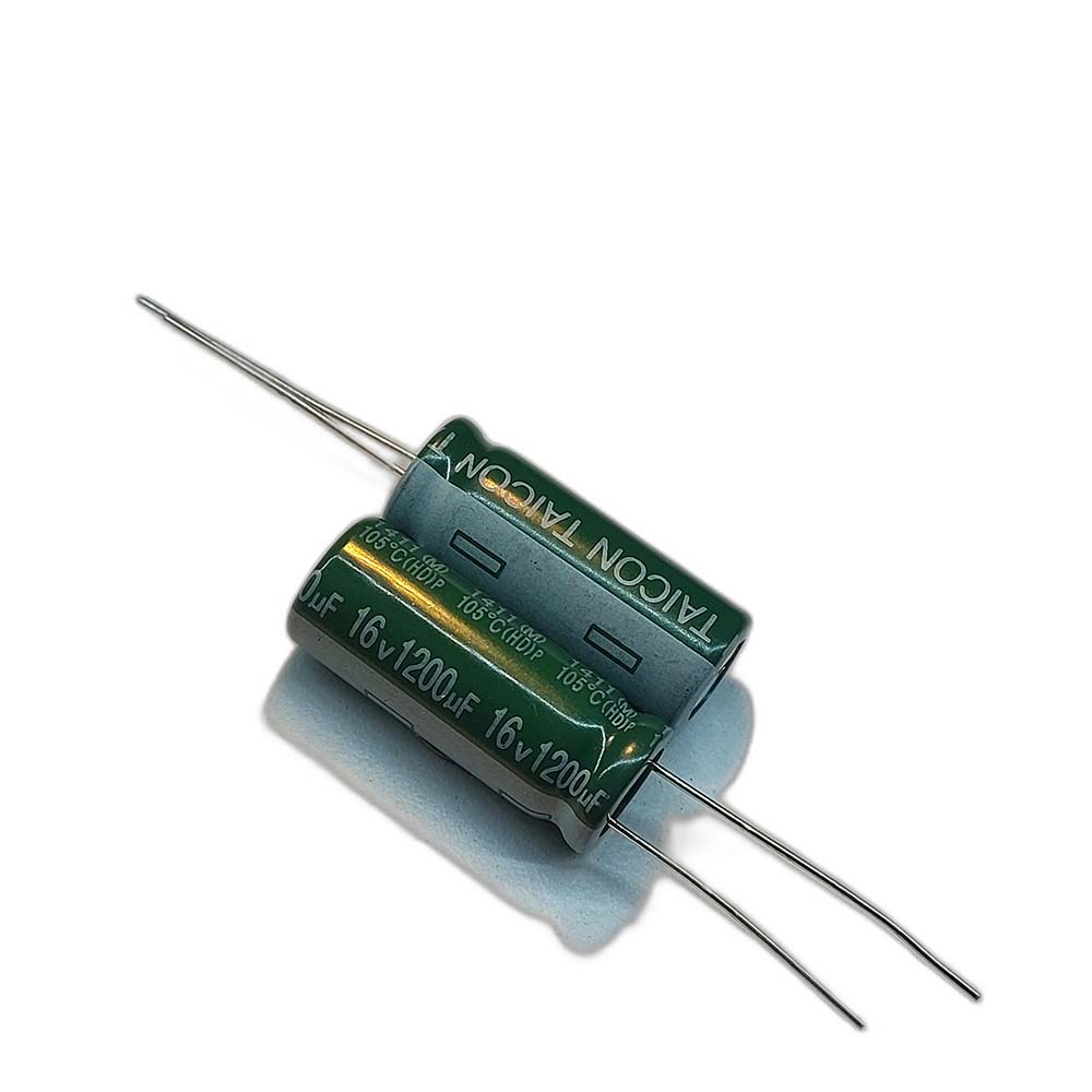 خازن الکترولیتی 1200uF / 16V مارک TAICON (HD) سایز 10mmx25mm