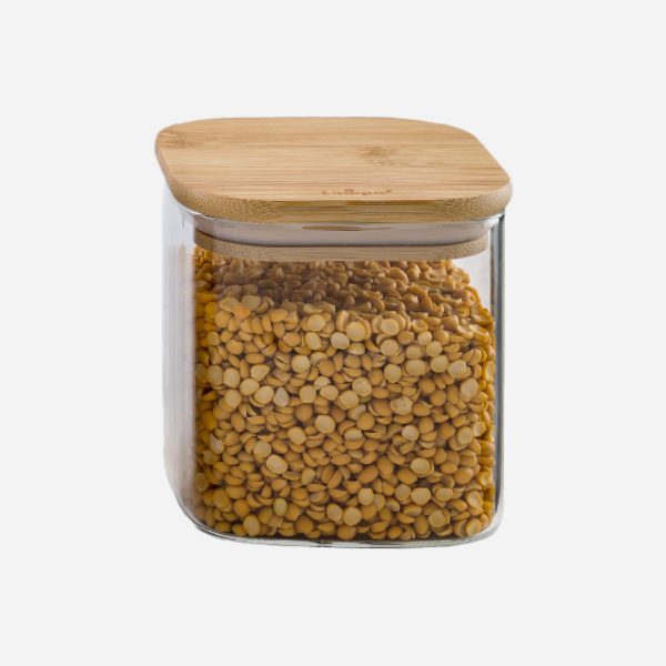 بانکه شیشه ای درب چوبی مربع 13 سانت یونیک کد UN-1763