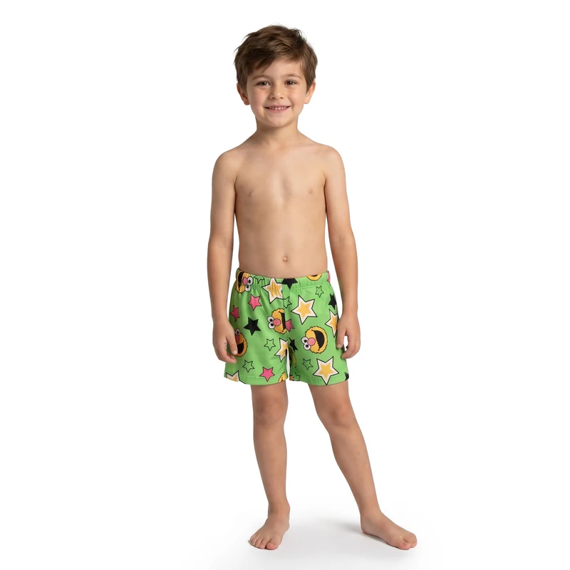 مایو شنا بچه گانه پسرانه پادار طرحدار SM003 | سبز/زرد
