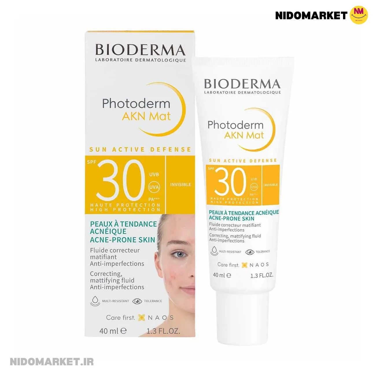 ضد آفتاب فلوییدی آکنه مت بایودرما پوست چرب Spf30