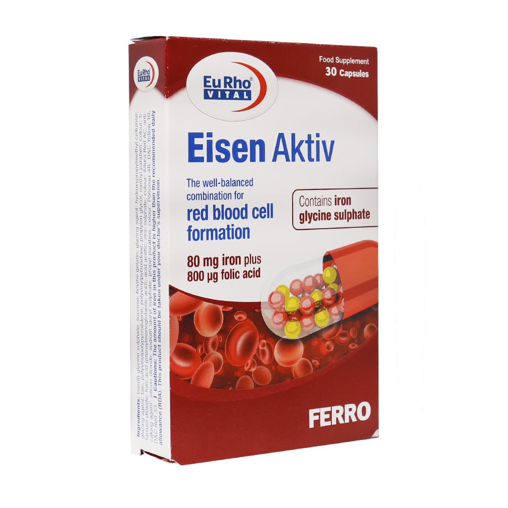 کپسول آیزن اکتیو یوروویتال 30 عدد - Eisen Aktiv