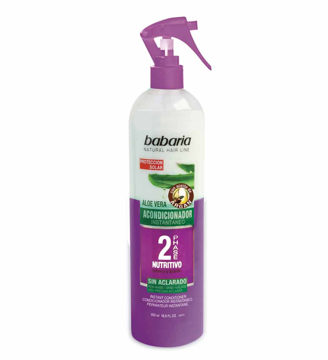 اسپری مو دو فاز باباریا بنفش BABARIA ALOEVERA+ARGAN INSTANT CONDITIONER حجم 500ml