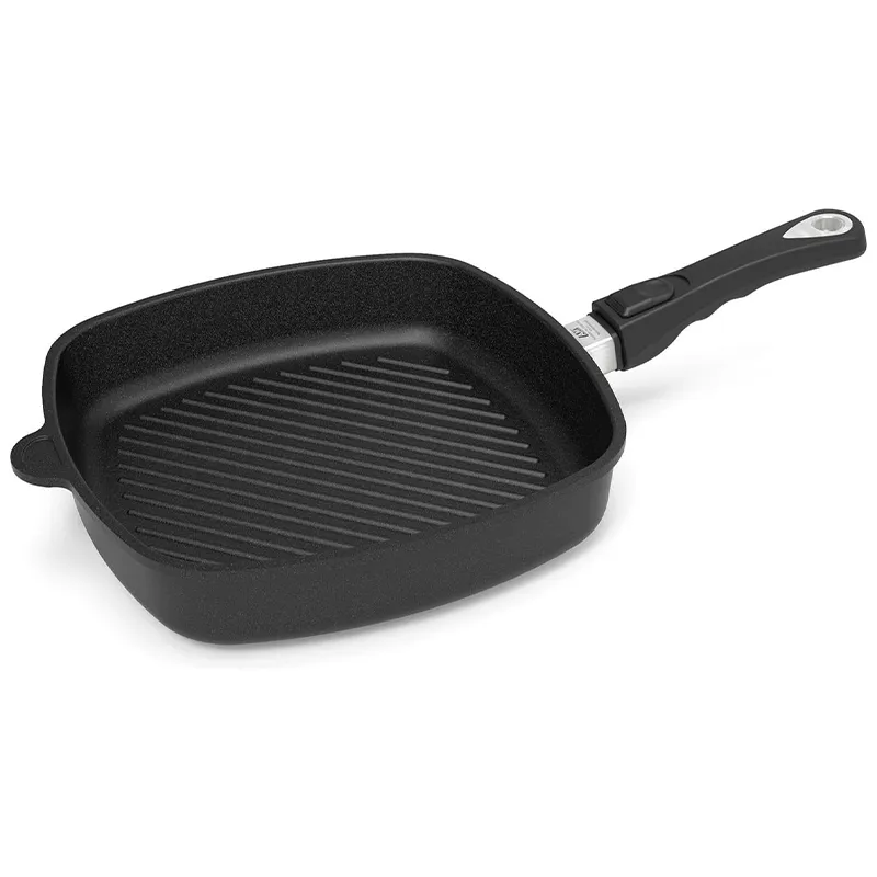ماهیتابه مربع دسته بازشو گریل ای ام تی طول 28و ارتفاع 5 سانتی متر (کدE285GZ)