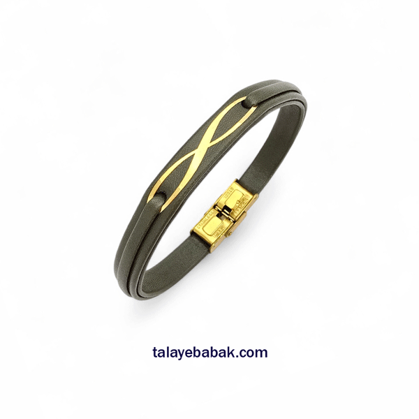 دستبندچرم وطلا بینهایت DA015